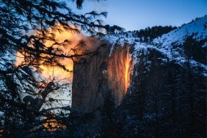 yosemite firefall at sunset