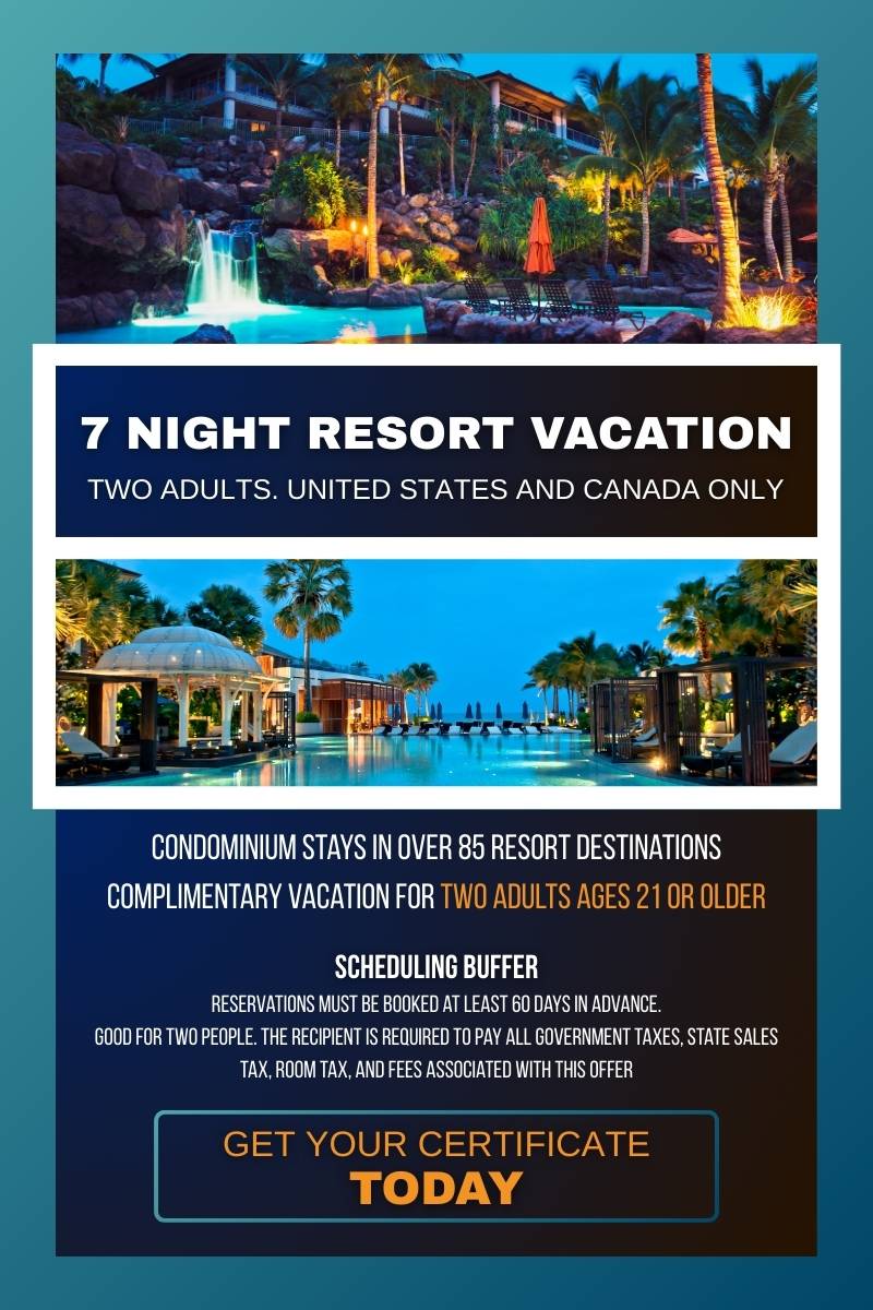 7 Night Resort Vacation Condo Stay Certificate