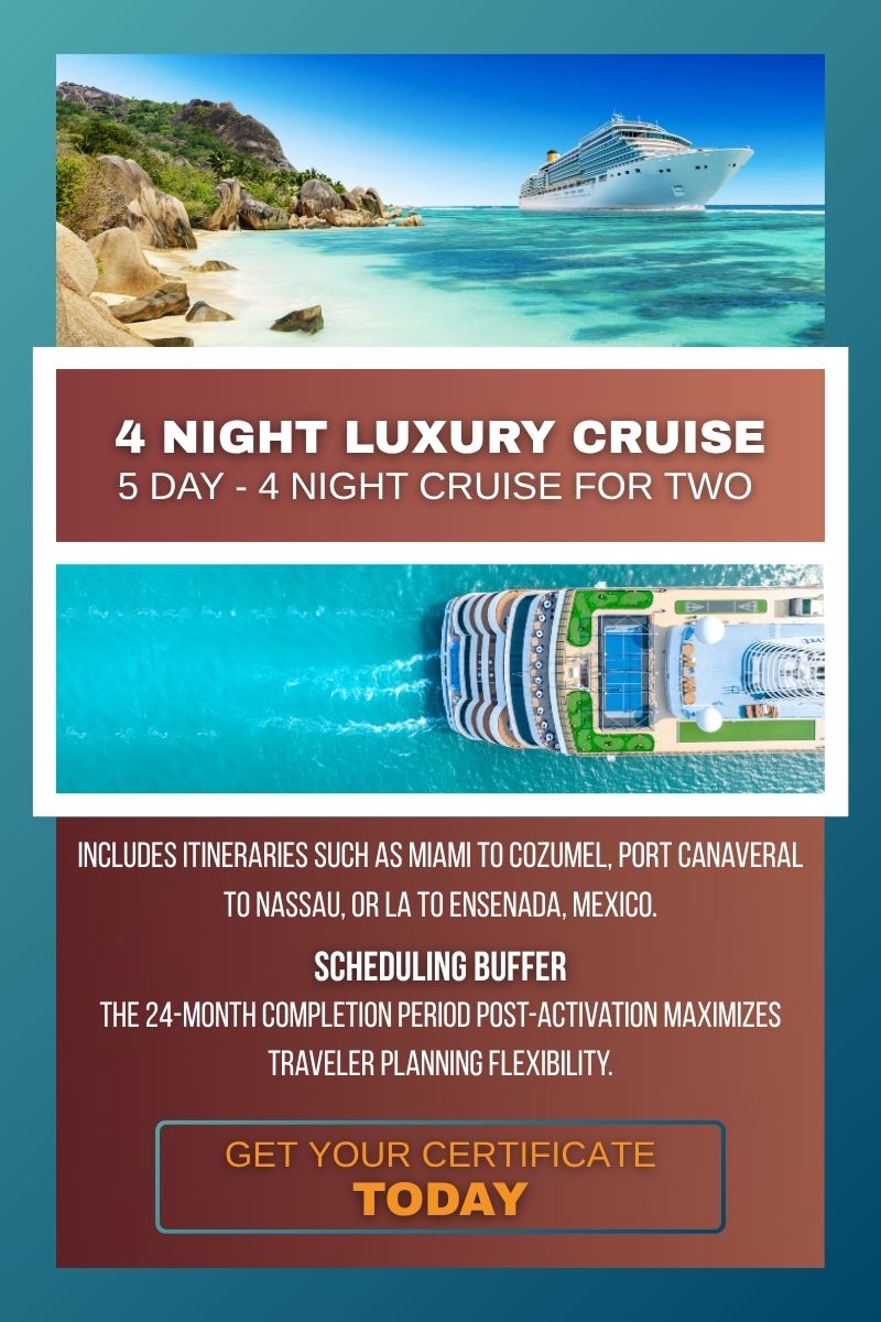 4 Night Luxury Cruise Discount Membership Certificate